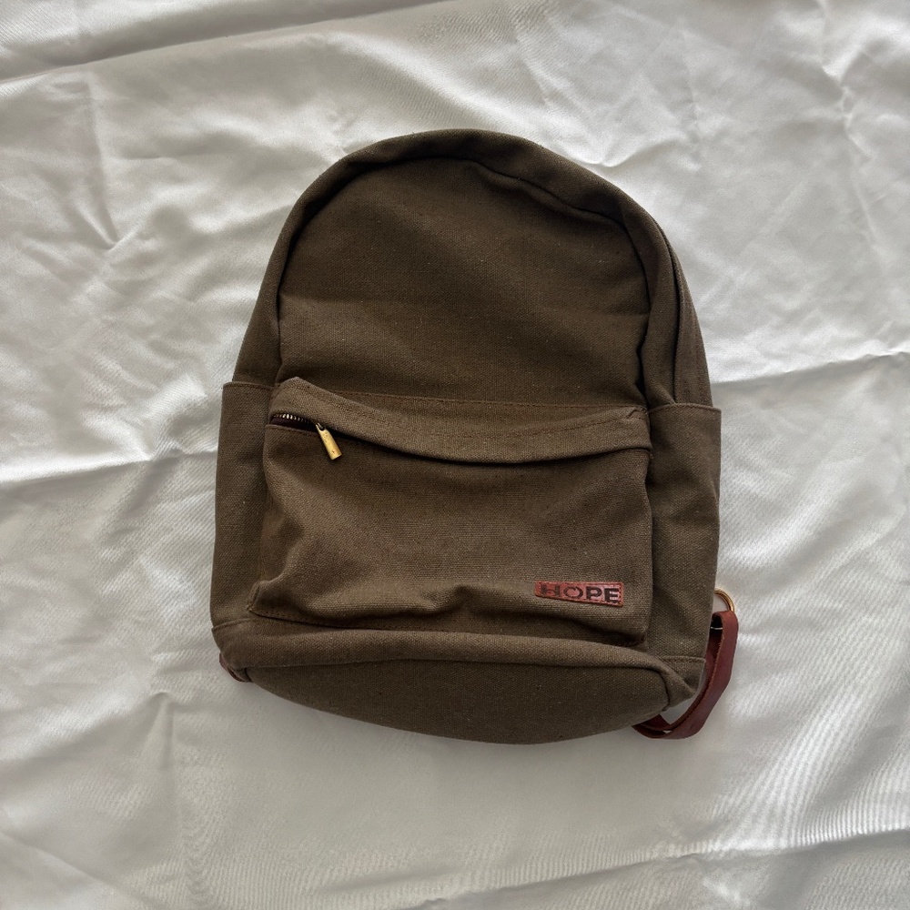 Khaki Heavy Canvas and Leather Backpack